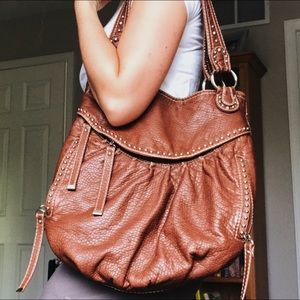 Red by Marc Ecko Distressed Brown Leather Purse